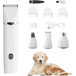 Набір для стрижки кігтів котів та собак Focenat 4 в 1: тихий триммер, електрична машинка для грумінгу тіла, очей та вух