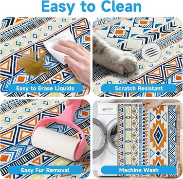 Водонепроникний двосторонній килимок для собак YOSEPATI, 208 x 173 см, блакитний медальйон. Захист дивану та меблів від бруду та шерсті. Підходить для цуценят, котів та дітей. Легко миється та перевертається.