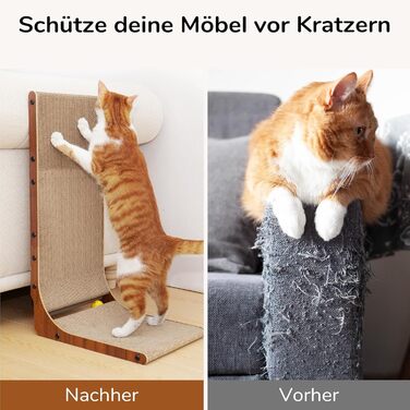 Котячий когтетоп FUKUMARU L-подібний, 68 см, з іграшкою, горіховий колір