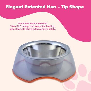 Набори мисок для собак та котів з нержавіючої сталі та прозорого пластику (2 шт.) - великі, нековзні, стійкі миски для води та їжі, 1900 мл, придатні для миття в посудомийній машині