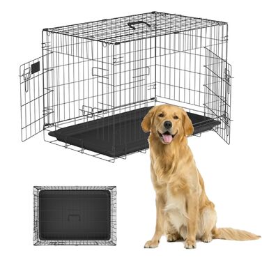 Складана переносна клітка-будка для собак з двома дверцятами, 75.5 x 45.5 x 52.5 см