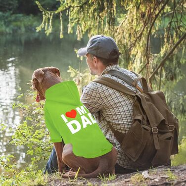 Зелений худі для собак GreenJoy XL з написом 'I Love My Dad', теплий пуловер з капюшоном для цуценят, котів, малих, середніх та великих собак