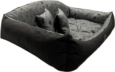 Ортопедичне ліжко для собак Dogs4ife: м'яке, миється, з можливістю персоналізації імені. Підходить для великих собак S-XX. Чорні лапки.