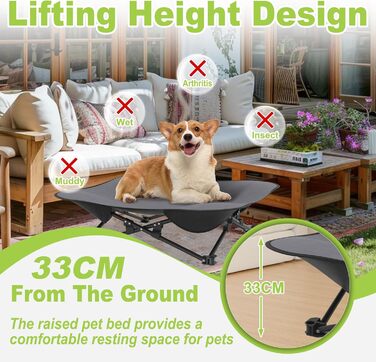 Крісло-ліжко для собак та котів 68x68x21 см, складне, підняте, з дихаючого поліестеру, для дому та саду