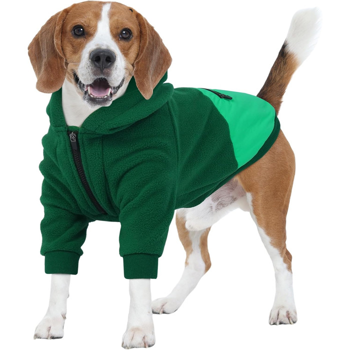 Світшот з капюшоном для великих собак Nanaki, тепла флісова куртка з кишенею для хлопчиків та дівчаток, підходить для Бульдога, теплий зимовий одяг для собак (Сірий, X-Large Зелений)