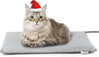 Toozey Тепла підстилка для тварин на вулицю з водонепроникним покриттям та стійким до кусання кабелем, автоматичне регулювання температури для новонароджених, вагітних, літніх тварин та з травмами суглобів, котів та собак, 70x40 см (сірий, S 50 x 40 см)