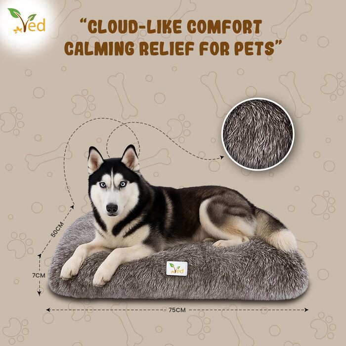 Заспокійливе ліжко для собак Mittel – М'яка анти-тривожна лежанка для тварин, підходить для переносок, миється, з антиковзним дном, сірий колір, (75 x 50 x 7 см)