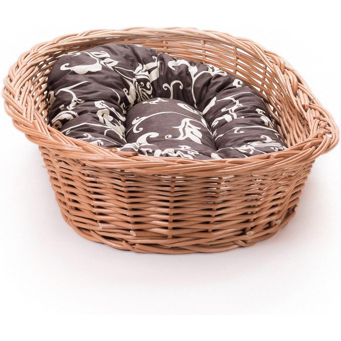 Вільхове ліжко для собак та котів - зручне та стильне, 58x42x15 см, коричневе з мереживом