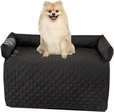 Захисний чохол для собачого дивана, водовідштовхуючий, для середніх та великих собак та котів, заспокійлива підстилка з піднятим бордюром, легко чиститься (75 x 120 см, 90x120 см, Чорний)