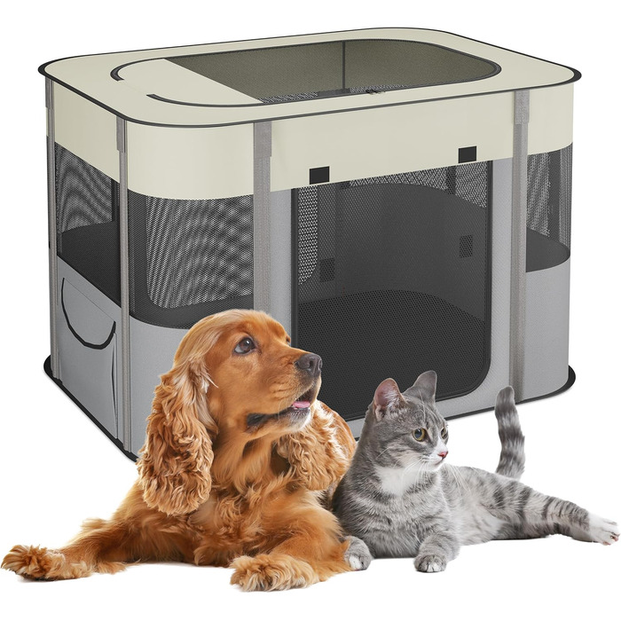 Розкладний вольєр для цуценят Relaxdays, 43x71x55 см, Oxford-Stoff, для дому та вулиці