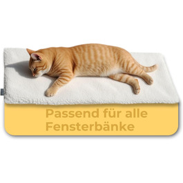 PiuPet Клітка-ліжко для котів на підвіконня 90x25 см | Нековзне ліжко для котів на підвіконня | М'яка, самонагріваюча ковдра для котів | Бежевий