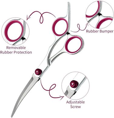 Професійний набір ножиць для грумінгу собак 4 в 1, 6 дюймів, ножиці для стрижки шерсті собак, прямі та зігнуті ножиці, ножиці для фінальної обробки з зубчиками