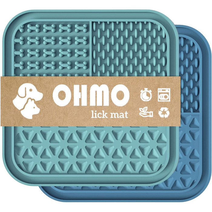 Лежанка-іграшка для собак OHMO Schleckmatte, 2 шт. (15x15 см) – для цуценят, котів, зняття тривоги, повільне годування, силікон (кораловий & вишневий)