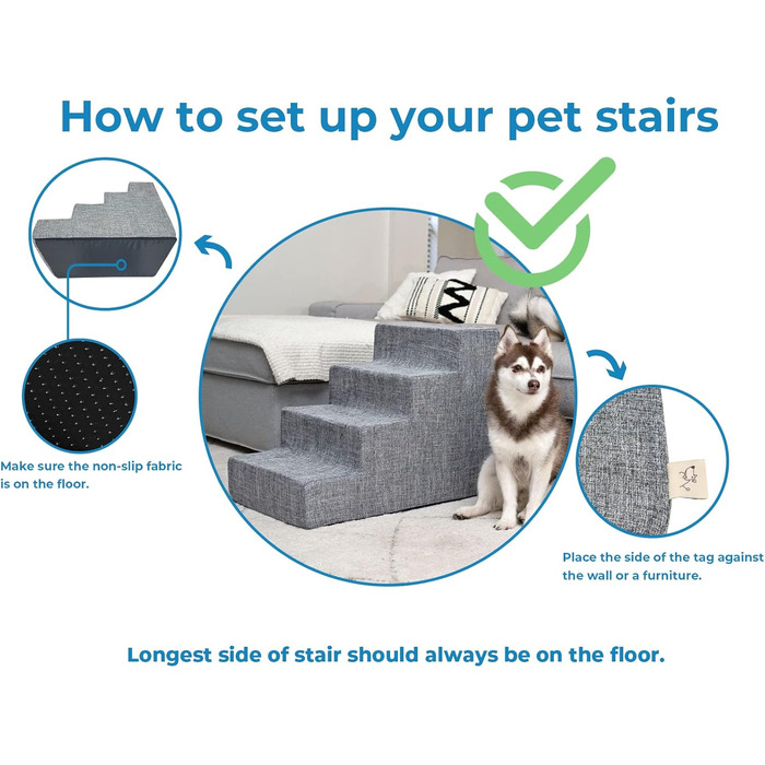 Сходи для собак і котів Best Pet Supplies, поролонові, переносна рампа для дивану, ліжка, нековзка опора для домашніх тварин