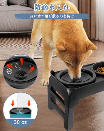 Підвищений годівниця для собак, регульована висота, повільний годівник та миска для води без розбризкування, набір, миска для корму для собак, миска для води для великих, середніх, маленьких собак, котів та домашніх тварин (сірий)