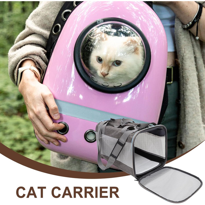ANDRESLAD Сумка-переноска для котів та цуценят з дихаючої тканини Оксфорд, легка, з сіткою, для подорожей
