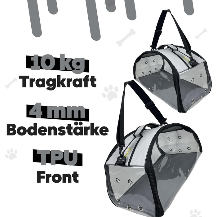 Транспортна сумка для собак та котів EVE Textile | Сумка-переноска для тварин | Дихаюча та прозора сумка | 47x30x30 см (Світло-сіра)