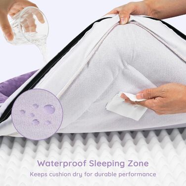 Ортопедичне ліжко для собак BELLA & PAL, 71x59 см, фіолетове. Зручне ліжко-софа для маленьких та середніх собак. Без монтажу, з ефектом пам'яті, водовідштовхувальна вставка, фланелевий знімний чохол, неслизьке дно.