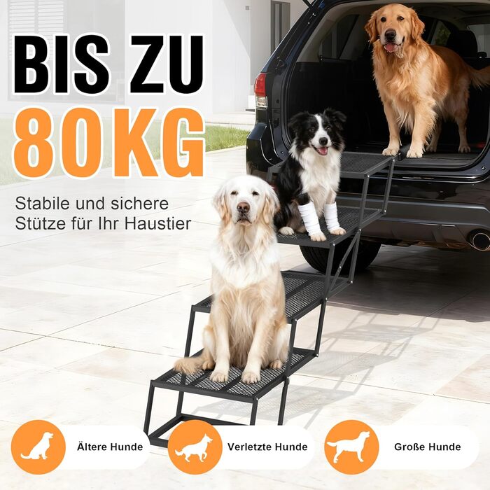 Східці для собак ROTTOGOON, 4-ступеневі, складані, з антиковзкою поверхнею, для автомобіля, SUV та вантажівки