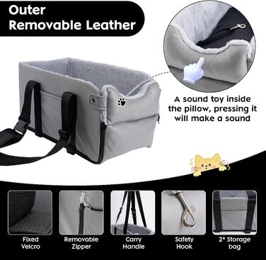 Автокрісло для собак та котів: стабільне, з ременями, знімне, миється, до 6 кг