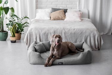 Ортопедичне ліжко для собак Bruno Grosse, середнього та малого розміру - подушка для собак, килимок для собак з тканини Aura - піна з пам'яті, м'яка, довговічна, зносостійка, стійка до розривів (L, Темно-сірий) L Темно-сірий