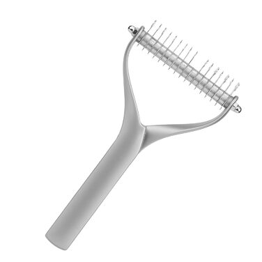 Гребінець для собак та котів з довгою шерстю, 2-етапний, для видалення підшерстя, з цинкової сплави, довговічний, делікатний до шкіри, ефективний проти ковтунів та випадаючого волосся (сріблястий)