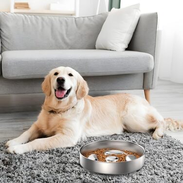 Миска для собак зі нержавіючої сталі, Slow Feeder, Ø 21 см, протиковзна, для повільного годування, проти запобігання поглинання, для полегшення травлення, проти газоутворення, колір 1