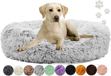 Кругле ліжко для собак та котів Donut, м'яке плюшеве, 70 см, сірий колір