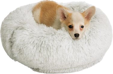 Крісло-лежанка для собак Donut, м'яке, знімний чохол, діаметр 95 см, сірий перламутровий