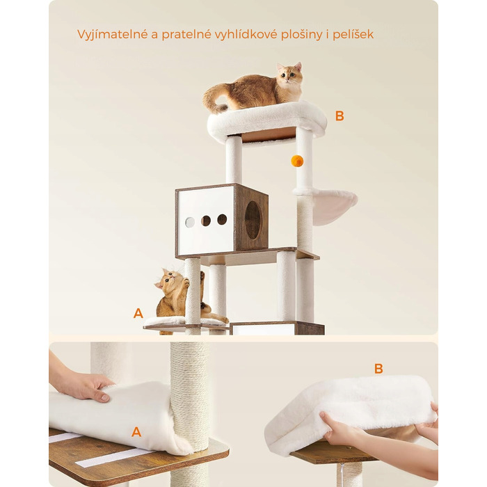 Високий когтеточка-комплекс Feandrea (161-220 см) з ліжком та стовпчиком для дряпання