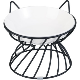 Підвищена годівниця для котів, керамічна, 250 мл, біла. Набір мисок для котів з антиковзним металевим підставкою, запобігає блювоті.