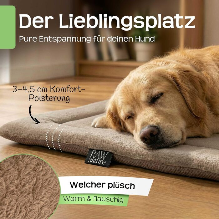 Лежанка для собак RAW Nature Hundedecke SAVO, XL (110x70x4,5 см) – м'яка, двостороння, для переносок, пісочно-коричнева