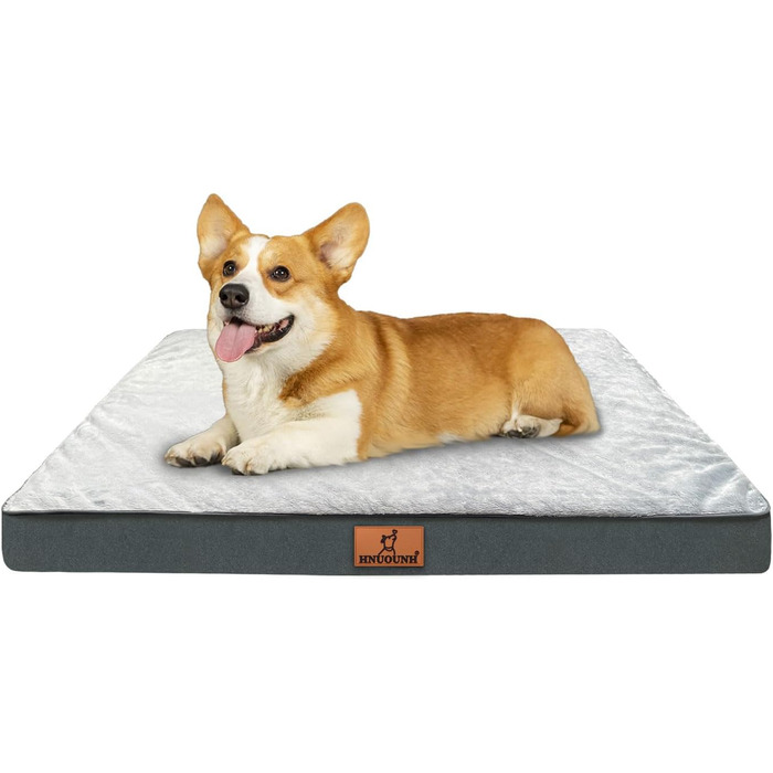 Ортопедичне ліжко для собак великих порід, м'яке, дихаюче, знімний чохол, антиковзаюче дно, сіре, 76x50x8 см