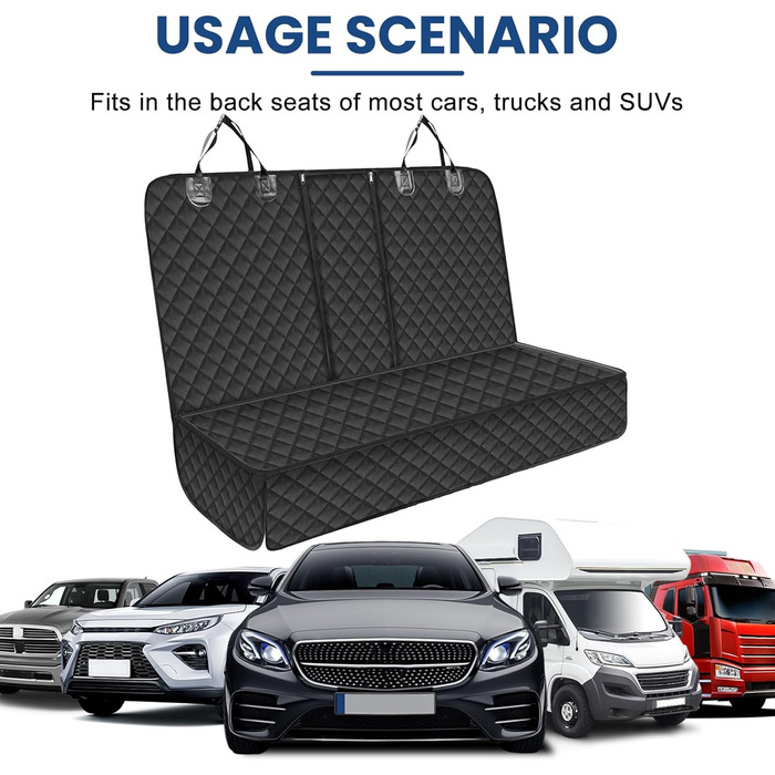 Водовідштовхуючий чохол на заднє сидіння для собак: захист сидіння авто, чохол для тварин, стійкий до ковзання та подряпин (135 x 120 см)