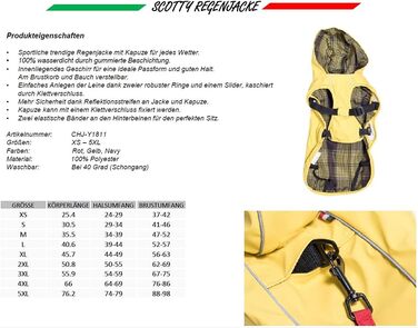 Дощовик CHIARA Scotty Regenjacke з інтегрованим шлейкою CHJ-Y1811YE (червоний, 3XL), 100% поліестер, водонепроникний, спортивний