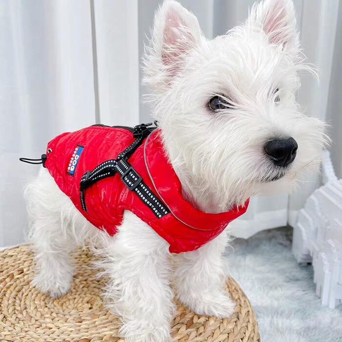 Тепла жилетка для собак, червона, розмір XXL (55 см), непромокаєма, вітронепроникна, з світловідбиваючими смугами, для малих та середніх собак