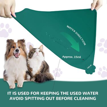 Водонепроникний килимок для годівлі домашніх тварин з високими бортиками, 55 x 38 см, силіконовий, нековзний, для собак та котів, запобігає розливанню води (зелений, 48 x 30 см)