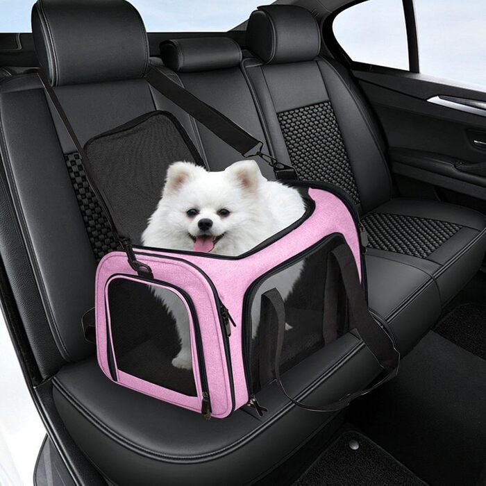 Транспортна переноска для собак та котів, рожева, складана, для подорожей, переноска для тварин