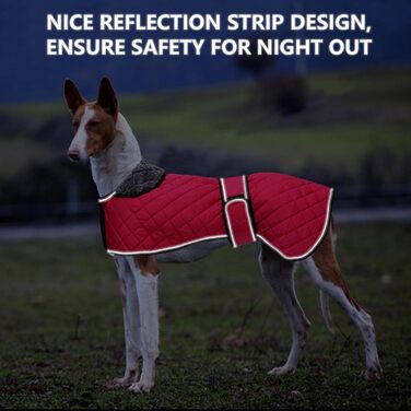 Водонепроникний теплий зимовий одяг для собак породи Віндгаунд, Уіппет, Лурчер. Зимова куртка для собак з флісовою підкладкою, регульована, для середніх та великих порід, темно-синій, розмір S (L(спина: 61-64 см))