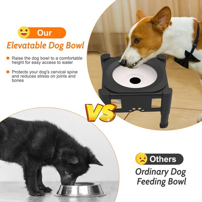 Підвищений годівниця для собак Felenny, 3 регульовані висоти, антипроливання, повільний диспенсер для води та корму, великі, середні та малі породи собак та котів