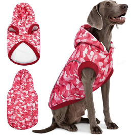 Світшот для собак IECOii, теплий зимовий пуховик з отвором для повідка та світловідбиваючими смугами, худі для собак, теплий пуловер для собак, одяг для собак, флісовий пуловер (M-4XL) 3XL, рожевий