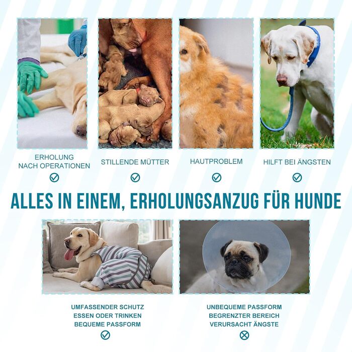 Комбінезон для собак після операції, дихаючий, для задніх лап, синій, XS (довжина спини 27-32 см, довжина лап 15 см)