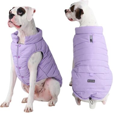 Зимова куртка для собак Spark Paws Warmshield™ XXL, флісова, водовідштовхувальна, вітрозахисна, з відбивачами, для середніх і великих порід, парка для захисту від холоду, лілова
