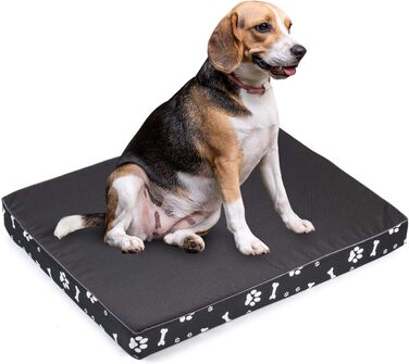 Матрац для собак | XL 120x100x6 см | Собаче ліжко, крісло, матрац | Чорний з візерунком, Codura, легко миється | Для великих та маленьких собак