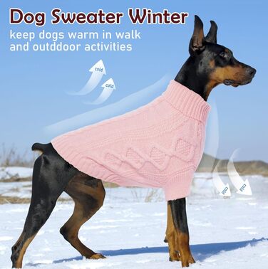 Пуловер для собак на Різдво, теплий зимовий одяг для тварин, зручний вовняний пуловер з коміром для маленьких собак, теплий в'язаний одяг для цуценят, зелений (Small, Pink)