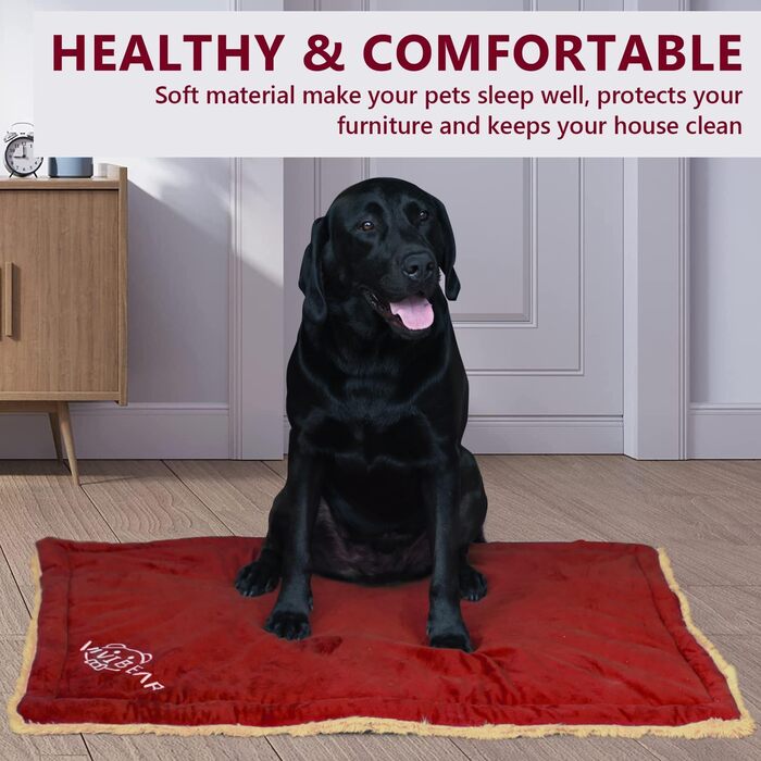 Килимок для собак Comfy, великі породи - миючий, плюшевий, стильний, лежанка для собак, ковдра, двосторонній (110x70 см) - 2 шт (червоний)