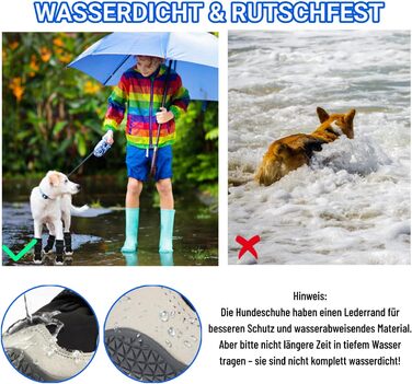 Чоботи для собак: захист подушечок лап [4 шт.], водонепроникні та дихаючі, з неслизькою підошвою та світловідбиваючим кріпленням. Підходять для малих, середніх та великих собак. Зручні чоботи для прогулянок на вулиці.