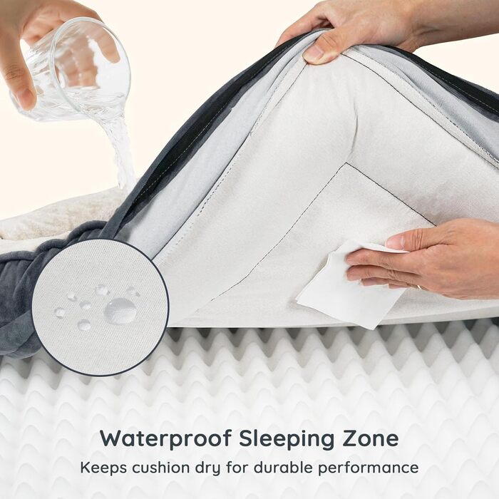 Ортопедичне ліжко для собак BELLA & PAL, 71x59 см - зручне собаче ліжко з ефектом пам'яті, водовідштовхувальний вкладиш, знімний фланелевий чохол, неслизьке дно, сіре