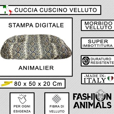 Овальне лежанка для тварин з велюру – М'яке собаче ліжко, не знімається – Пральна тварина в дизайні Animalier – Для собак та котів – Зроблено в Італії (Payton)