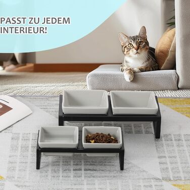 Підвищена годівниця для котів та собак HCHLQLZ, 2 шт. по 280 мл, кераміка, сіра